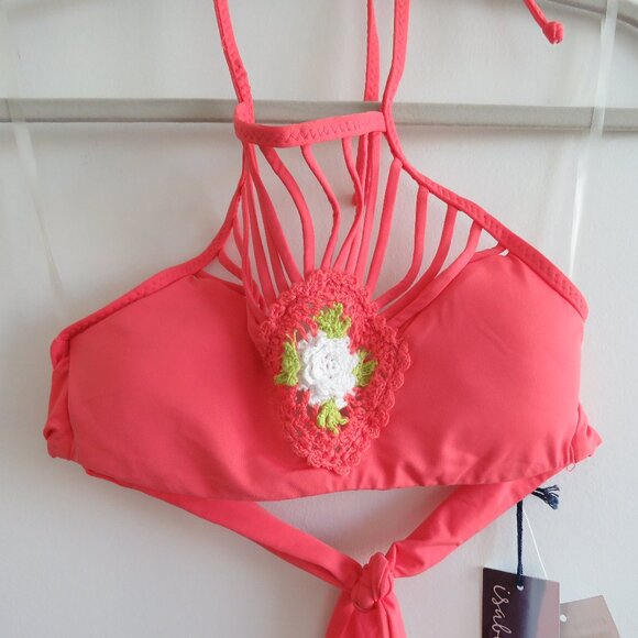 ISABELLA ROSE French Pastry Maui Fit Coral Melon Crochet Bikini Set - Sz S NWT - Picture 3 of 16